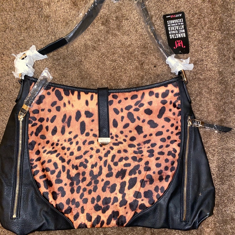 Cheetah print & black Shoulder purse